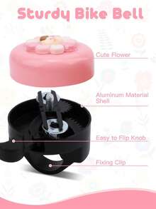Aluminum Bicycle Bell, Crisp And Loud Sound, Flower Bicycle Bell Warning Bell, Suitable For Bicycle, Scooter - Multicolor - View 3
