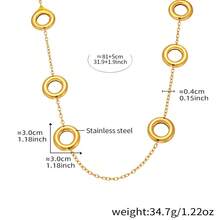 Autumn And Winter Versatile Stainless Steel Sweater Chain Large Circle Two-Tone Design European And American Simple Personality Long Non-Fading Sweater Coat Elegant Accessory - P932-鋼色項鍊81+5cm - 查看 6