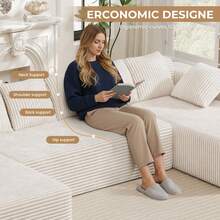 Nalupatio 131'' Large Sectional Couches With Chaise Lounge, U-Shaped No Assembly Required Deep Seat Modular Cloud Sofa For Living Room 1PCS - Màu be - Xem 7