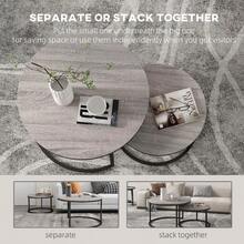Nest Of Tables, Round Coffee Table Set Of 2, Coffee Tables With Steel Frame For Living Room - Cement Grey - View 8