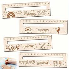 4pcs/Set Cute "Schulkind" Wooden Ruler, Award Gift, Learning Supplies - Ruler - View 4