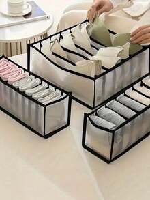 1件/3件套内衣收纳盒、袜子整理盒、文胸内裤抽屉分隔格、衣柜整理盒、家居必备3件套 - 彩色 - 查看 12