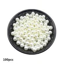 4/6/8/10毫米米色亚克力圆珠，适用于珠宝制作、手机链DIY、时尚手链项链装饰配件 - 米色 - 查看 4