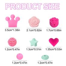 40/42件/套硅胶珠饰品制作套装，DIY串珠工艺配件，包含皇冠/心形/星星/玫瑰花等时尚装饰珠，非常适合制作串珠笔/项链/手链/钥匙扣/证件挂绳，适合女性、男性、手工艺者、学生、上班族、礼品购买者。 - 皇冠玫瑰花混合套裝 - 查看 6