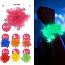 15个夜光手环 - 霓虹荧光黑光反应派对礼品，适用于荧光派对、生日用品、闪光花环手环