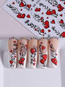 2 pezzi Adesivi per unghie a forma di cuore rosso, Decorazioni per unghie 3D a forma di cuore rosso, Decalcomanie per unghie autoadesive, Accessori per unghie in acrilico, Decorazioni per unghie, Adatte per donne, ragazze, unghie di San Valentino, Forniture per unghie - Multicolore - Visualizzare 5