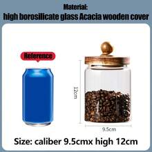 Black Walnut Lid Coffee Bean Storage Canister, Glass Storage Jar With Wooden Lid, Airtight, Moisture-Proof, Sealed Storage Jar, High Borosilicate Glass Jar, Kitchen Storage Canister, Food Storage Jar, Suitable For Coffee Beans, Peanuts, Soybeans, Mung Beans, Brown Sugar, Storage - Multicolor - View 14