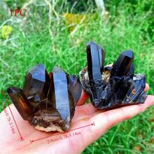 1pc Black Crystal Cluster Crystal - Bohemian Style Mineral Specimen With Earthy Brown To Clear Gradient, Raw Unpolished For Home Decor, Jewelry Making & Unique Holiday Gifts, Authentic Mineralogy, Earthy Aesthetic, Handpicked Stone - Black - View 5