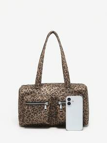 1个复古简约蝴蝶结爱心装饰外露内衬黄色多口袋大容量单肩保龄球波士顿包，适合约会、外出、派对等场合。 - 彩色 - 查看 4