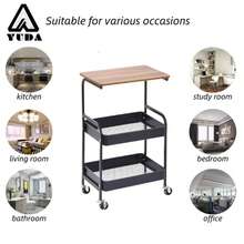 YUDA Carro Almacenamiento Multiusos De 3 Niveles Mesa De Madera,Carrito de Almacenamiento de Metal de 3Niveles, Carrito de Servicio Multifunción,Carrito de Metal con Ruedas Bloqueables, para Sala de Estar, Cocina,Baño,Oficina,Etc.1 pieza Carrito de utilidad metálico de 3 niveles, carrito con ruedas con cubierta de madera, organizador de almacenamiento con ruedas con ruedas bloqueables para cocina, oficina, dormitorio, almacenamiento de papelería, libros, cosméticos, juguetes, refrigerios, documentos, se puede colocar debajo del escritorio o al lado de la cama, carrito de utilidad versátil y ahorra espacio para apartamentos pequeños - Multicolor - Ver 8