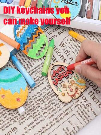 10 artículos de decoración del hogar de madera DIY - Simples, prácticos y versátiles. Cuélgalos para cultivar las habilidades manuales y la creatividad de los niños. Cada pieza creada con bolígrafos de colores es única y perfecta para decoraciones de fiestas, Navidad y Halloween