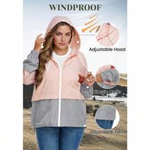 Plus Size Rain Jackets For Women Raincoats For Women With Hood Packable Rain Coats Lightweight Outdoor Windbreaker - A03 海軍藍+XXL - 查看 5