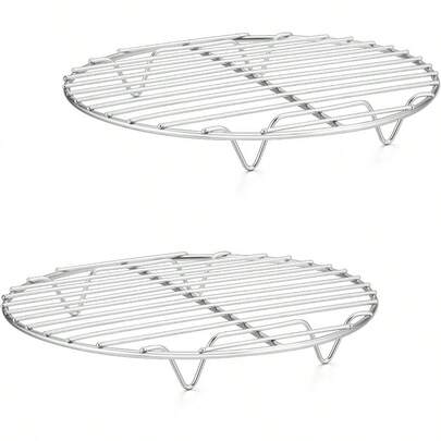 2 paquetes de rejilla redonda de acero inoxidable de 9 pulgadas para cocinar, enfriar, cocinar al vapor y hornear, apta para freidora de aire, olla a presión - apta para horno y lavavajillas