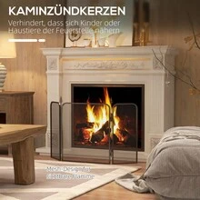 HOMCOM Fireplace Screen, 3-Panel Folding Fireplace Screen, Fire Protection Screen For Living Room, Bedroom, Metal, 96 X 56, Black - 1 - View 3