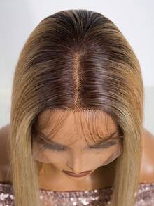 QVR QUEEN VIRGIN REMY QVR 高光泽波浪卷蕾丝前假发，真人发直发波浪卷蕾丝前假发，预先拔毛并带有婴儿发。 - S4/27/613 - 查看 5