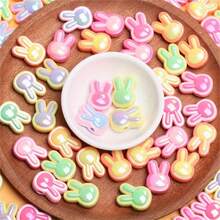 10pcs Colorful UV Cross Hole Rabbit Head Acrylic Beads For DIY Jewelry Making, Necklaces, Bracelets, Earrings, Handicraft Accessories - 10Pcs - 查看 6