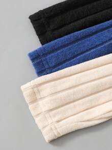 Conjunto de suéter de cuello alto acanalado con parches para niño - Azul - Ver 4