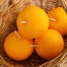 1 pieza Velas de aromaterapia con forma de fruta simulada - Velas de aromaterapia hechas a mano con forma de tomate, fruta estrella, naranja, fresa para decoración del hogar - Multicolor - Ver 8