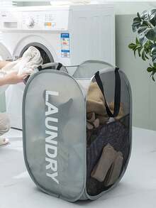 Foldable Mesh Laundry Basket With Carrying Handles, Large Side Pocket For Children's Room, Student Dorm, Caravan, Cruise Ship, Gray Closet Organizer, College Dorm Essentials, Clothes Organizer, Storage Organizer, Laundry Bag, Washing Machine Bag, For Dirty And Clean Clothes, Bras, Bedroom Accessories, Closet Organization And Storage Garment Bag Waterproof Bag Storage Bags Clothes Storage Clothes Bag Packing Cubes Travel Essentials Travel Organizer - Multicolor - View 2