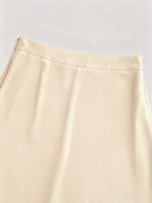 This Elegant Satin Fabric Skirt Is A Perfect Choice For Spring Wear. It Is Very Suitable For Daily Outings, Travel, Parties, Valentine's Day, And Dates. (Belt Not Included) Summer - Light Apricot Color - View 7