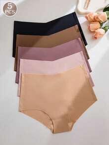 5 Packs Of Seamless Comfortable High-Waisted Brief In Versatile, Skin-Friendly Colors - Multicolor - View 2