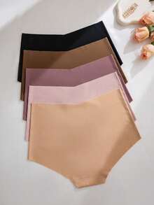 5 Packs Of Seamless Comfortable High-Waisted Brief In Versatile, Skin-Friendly Colors - Multicolor - View 4