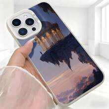 Cubierta de telefono con diseño de espejo invertido azul oscuro paisaje reflejado en agua cielo nublado y columna antigua para uso diario en cafeterias y salas de estar - Blanco - Ver 5