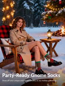 5/1Pair Cute Funny Santa ClausSocks For Women & Girls, Comfortable Crew Socks For Daily Wear, Great Christmas Gifts Ideas Gigt For Women Daily Use - Multicolor - View 8