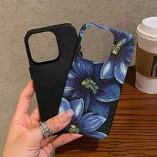 Funda de Teléfono Vintage de Moda con Flor Azul para iPhone 17 17 Pro 16 Pro Max 15P 13 11 12 XS 8 Plus 7 Funda Brillante 2 en 1 - Colores mixtos - Ver 6