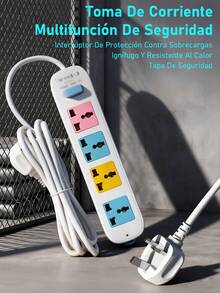 Regleta Inteligente, Multifunción Con Interruptor De Línea Larga, Panel De Conexiones De Alta Potencia Para El Hogar Poroso - Tipo de Enchufe A USA (110-127V) - Ver 10