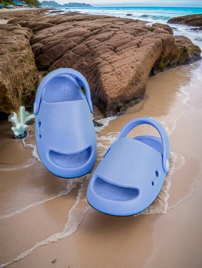 1 par de sandalias infantiles de unicolor, lindas, transpirables y antideslizantes de EVA suave, adecuadas para uso en exteriores como playa/jardín, apropiadas para el verano