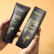 FATAZEN Tanning Cream 100g, Plant Extract Essence, Delicate Texture, Bronze Color, Adds Sun-Kissed Tone, Suitable For Daily And Outdoor Use. Summer, Gift. Tan Without Sunlight. Tan Without Sunlight. Bronze Color - Black - View 6