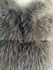 Elegant Women Brown Fashion Warm Faux Fur Hooded Regular Length Long Sleeve Regular Sleeve Coat For Winter Christmas And New Year - Coffee Brown - View 10