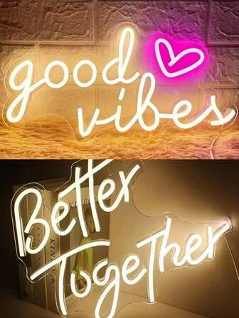 1 pieza Letrero de neón "Better Together", Luz de neón LED "Better Together" para boda, fiesta de compromiso, luces nocturnas para decoración de dormitorio
