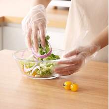 50只/100只装，一次性塑料手套，适用于烹饪和清洁，透明防水防油，防滑防污，适用于家庭、厨房、餐厅、餐饮和户外小吃等场合，可用于用餐、烧烤、清洁等——食品安全，多用途手套 - 彩色 - 查看 2