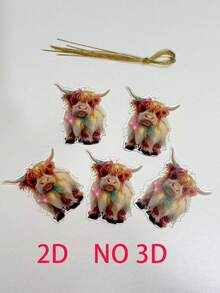 1pc Cute Highland Cow Christmas Ornaments, 1pc 2D Acrylic Decor, Non-Traditional & Adorable Suitable For Christmas Tree Hanging Decoration Christmas Decorations Home Christmas Gifts Christmas Decor - 彩色 - 查看 11