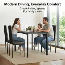 Dining Chairs And Dining Table, 5 Piece Kitchen Dining Table Set, Dining Table Set For 4, Dining Tables With Chairs With 4 Upholstered PU Leather Dining Chairs For Dining Room,Kitchen, Living Room, Apartment, Small Space, Christmas - màu đen - Xem 4