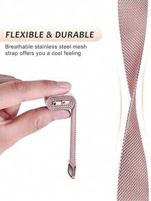 20mm Stainless Steel Mesh Band Compatible With Samsung Galaxy Watch 3 41mm/Galaxy Watch 42mm, 40mm 44mm Metal Band Compatible With Samsung Galaxy Watch Active 2/Galaxy Watch Active - Rose Powder - View 4