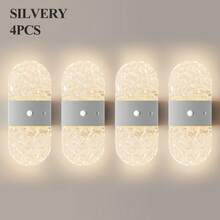 Crystal Motion Sensor Wall Lamp, Acrylic Modern Smart Sensor Wall Light, Night Light, Indoor Motion Sensor Wall Lamp, Wireless LED Wall Light, Wall Lamp, Battery-Powered, Adhesive Design, Rotatable, Portable, Easy To Install, Adjustable Color Temperature And Brightness, Suitable For Hallways, Bathrooms - Multicolor - View 12