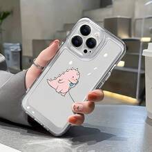 Funda de teléfono transparente de alta calidad con lente negra y diseño de dinosaurio de dibujos animados rosa y verde, elegante y asequible, funda de protección creativa personalizada, a prueba de golpes y anti-caídas, resistente a las manchas y duradera, adecuada para  17/17 Pro/17 Pro Max/17 Air/ 16/16 Pro/16 Pro Max/16 Plus/ 15/15 Pro Max/15 Pro/15 Plus/ 14/14 Pro/14 Plus/14 Pro Max/ 13/13 Pro/13 Pro Max/12/12 Pro/12 Pro Max/11/11 Pro/11 Pro Max/XR/X/XS/XS Max. Es el regalo de cumpleaños perfecto para novias, novios, esposos, esposas, amigos o para uno mismo, innovador y a la moda, adecuado tanto para hombres como para mujeres. - Dinosaurio rosa 1870 - Ver 2