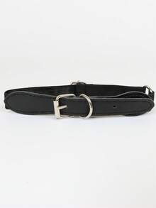 黑色弹力夹式吊袜带，适用于过膝长袜，带扣仿皮弹力吊袜带，纯素可调节袜套式