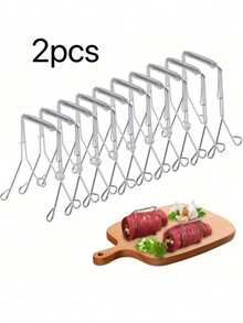 304不锈钢卷心菜/叶菜夹 - 重型可重复使用多功能夹，带锯齿状边缘，适用于煎、蒸、烤 - 适用于锅贴、饺子、春卷 - 易于清洁的厨房夹 - 彩色 - 查看 8