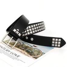 8pcs/4pcs/2pcs Assorted Punk Style Square Rivet Belts, Versatile Fashion Accessory For Jeans, Suits, Random Delivery - Black - View 7