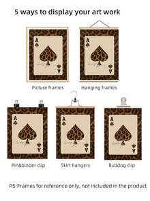 1幅无框黑桃A豹纹印花画，幸运女神魅力墙饰，复古赌场动物图案装饰画，适用于卧室、客厅、宿舍 | 房间装饰画，复古装饰，宿舍必备 - 彩色 - 查看 6