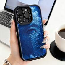 Funda de Teléfono Diseño de Patrón de Ojos Azules Cubierta Protectora para iPhone 14 13 12 11 Pro Max y  Galaxy S23 S22 S21 Plus Funda de Teléfono para Parejas Regalo de Novio Novia Regalo de Vacaciones - Blanco - Ver 3