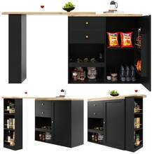 360° Rotating Standing Desk (105 X 39 X 102 Frame) With 4 Drawers And Open Shelves, Suitable For Dining Room/Office/Living Room, White - Black + MDF - View 10