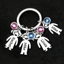 LICVIC 1 Móc khóa đá quý theo tháng sinh cá nhân hóa kèm tên, Móc khóa thép không gỉ cá nhân hóa cho nam nữ kèm mặt dây chuyền, Quà tặng móc khóa gia đình tùy chỉnh cho mẹ, Móc khóa tên tùy chỉnh, Quà sinh nhật, Giáng sinh, Halloween, Ngày của Mẹ, Ngày của Cha, Quà tặng cho các cặp đôi, cha mẹ, bạn thân, Móc khóa du lịch - Bạc - Xem 14