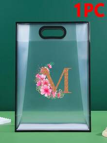 5/1pc Gift Bag, A-Z 26 Letter Design Waterproof Gift Bag - Fashionable Portable Wedding Gift Bag, Small Black & White PVC Transparent Tote Bag, Insertable Christmas Gift Bag, Wedding Gift, Holiday Gift