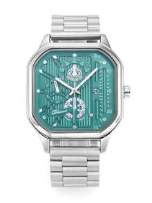 Pink Dial Gold Steel Band Square Quartz Watch, Multifunctional Fashion Wristwatch For Men And Women - one-size - View 9