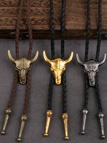 1pc Vintage Bolo Tie Necklace, European & American Style Bolo Cord Necklace, Butterfly Design Long Necklace - Gold - View 9